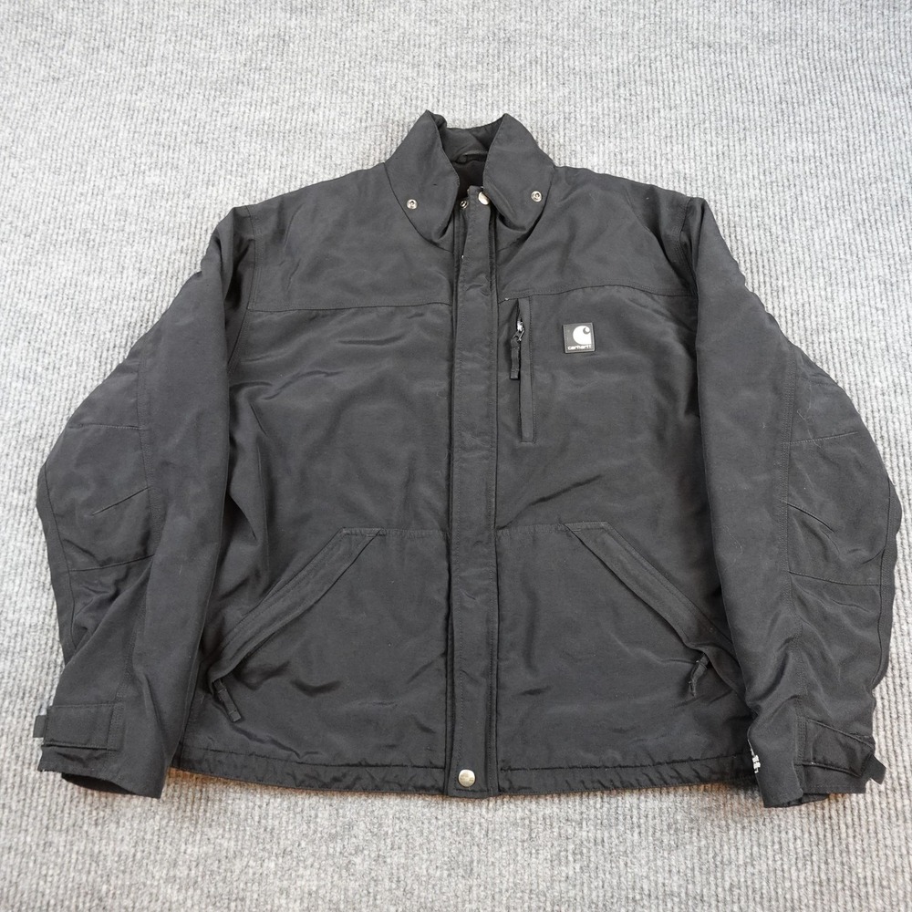 Carhartt Jacket Mens Large Black Waterproof Quilted Lined Insulated J175 BLK